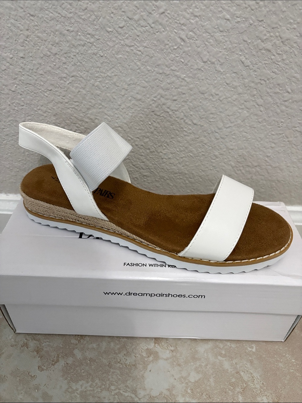 White elastic Strap Sandals